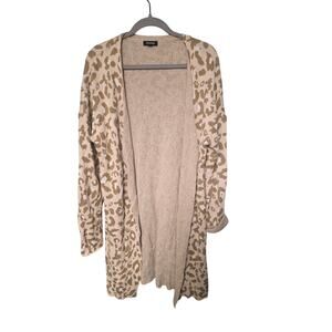 Leopard Print Cardigan Cozy Core Women's Large Cream Long Animal Print Layer